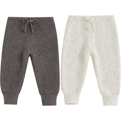 Eadrioss Infant Baby Boy Girl Knit Leggings Cotton Knitted Solid Pants Tights Trousers 2 Pack Toddler Fall Winter Clothes