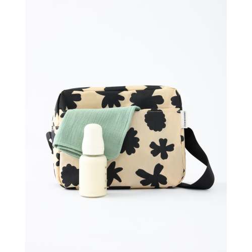 Large Baby Bottle Cooler Bag Insulated | Cream Chamomiles - Storq by Kindred Bravely