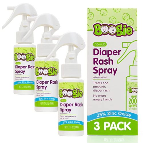Boogie Diaper Rash Cream Spray for Baby, Travel Friendly No-Rub Touch Free Application for Sensitive Skin, Over 200 Sprays per Bottle, 1.7 oz (Pack of 3)