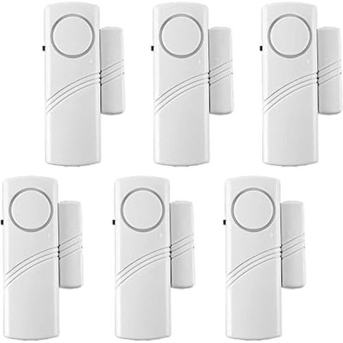 6 Pack Door Window Alarm, Magnetic Burglar Alert Sensor, Loud Door Alarms for Kids Safety, DIY for Home Security, Office Protection,Shopping Store AAA Battery