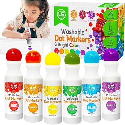Dot Markers for Toddlers and Kids,6 Color Bingo Daubers, Dot Art Washable Paint for Kids, Bingo Markers, Toddler Arts and Crafts, Kindergarten Classroom Must Haves