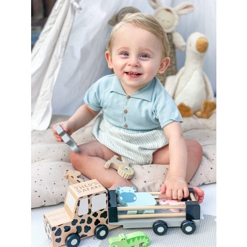 Personalised Wooden Safari Jeep Toy With Trailer and Animals - Etsy