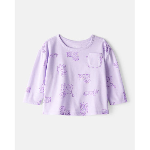 Baby Girl Dog Print Long-Sleeve Top - Purple - Carter's | Carter's