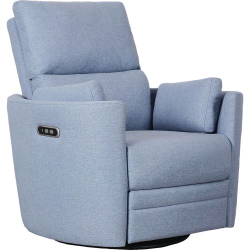Lennox Chambray Blue Polyester Fabric Swivel Glider Recliner