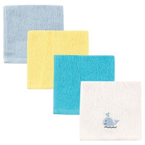 Luvable Friends Baby Boy Super Soft Cotton Washcloths, Boy Whale
