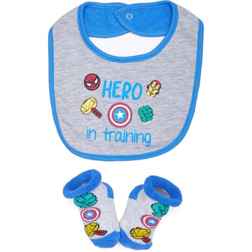 Marvel Baby Boys' Booties and Bandana Bibs Gift Set - Super Heroes Bootie Set