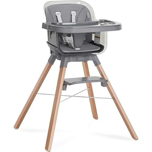 Evolur Bloom High Chair, 360° Rotating Seat, Easily Converts to Adult Stool, Adjustable Foot Rest, Adjustable & Removable Tray Baby High Chair