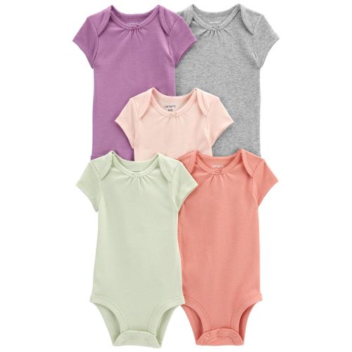 Baby 5-Pack Short-Sleeve Solid Bodysuits