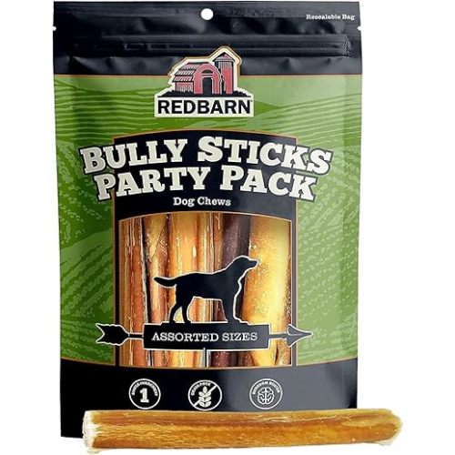 Redbarn Pet Products All Natural 5-8" Bully Sticks for Small & Large Dogs - Healthy Long Lasting Chews Variety Party Pack - 100% Beef Single Ingredient Low Odor Rawhide Free Dental Treats - 8 oz Bag