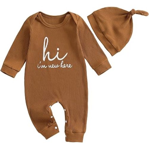 MERSARIPHY Newborn Baby Boy Girl Clothes Hi I'm New Here Coming Home From Hospital Outfits Gender Neutral One Piece Romper