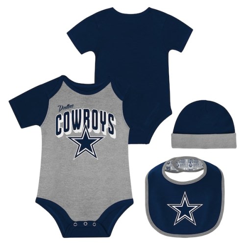 Newborn & Infant Dallas Cowboys Dynamic Duo Bodysuit, Bib & Knit Hat Set