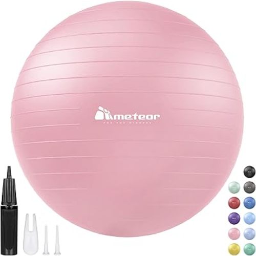 Meteor Essential Anti-Burst Swiss Ball - Premium Quality Exercise Ball for Pilates, Yoga, Balance & Fitness with Air Pump