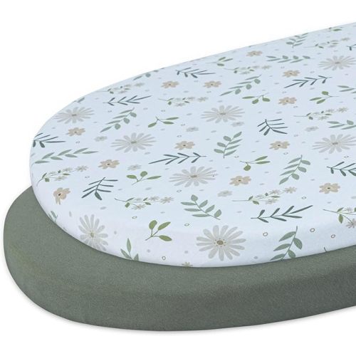 Bassinet Sheets | Green and Flowers