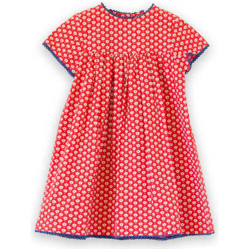 Toddler Amy dress with Lace trim, Flowers in Brilliant Red - Beet World | Maisonette