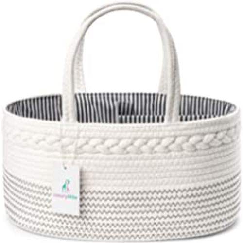 Amazon.com: Luxury Little Baby Diaper Caddy Organizer - Rope Nursery Storage Bin for Boys and Girls - Large Tote Bag & Car Organizer with Removable Inserts - Baby Basket - Newborn Registry Must Haves : Baby
