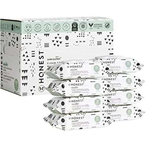 The Honest Company Clean Conscious Unscented Wipes | Over 99% Water, Compostable, Plant-Based, Baby Wipes | Hypoallergenic for Sensitive Skin, EWG Verified | Pattern Play, 576 Count