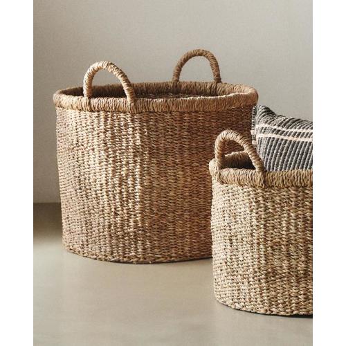 LARGE SEAGRASS BASKET WITH HANDLES | Zara Home United States of America
