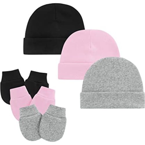 Zando Baby Hats and Mittens Unisex Infant Beanie Caps Newborn Hospital Hat with Scratch Mitten Set for Baby Boys Grils Hats