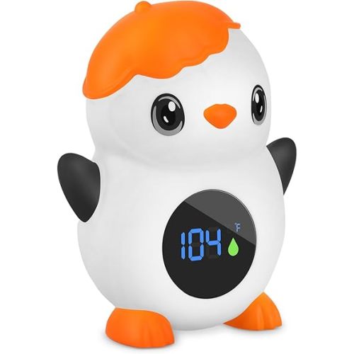 Baby Thermometer,with LED Display and Temperature Warning,Kids' Bathroom Safety Products, Bath Thermometer for Infants, Newborn,BPA-Free Bath Tub Thermometer (Penguin)