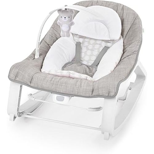 Ingenuity Keep Cozy 3-in-1 Grow with Me Vibrating Baby Bouncer Seat & Infant to Toddler Rocker, Vibrations & Toy Bar, 0-30 Months Up to 40 lbs (Linden)