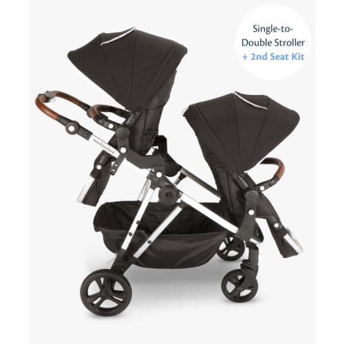 Mockingbird Single-to-Double Stroller - Penny Handlebar, Black / Windowpane Canopy 2.0