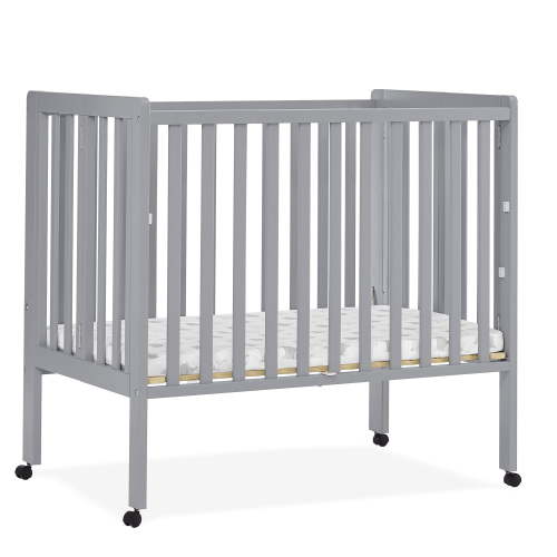 Delta Children Lee Portable Folding Mini Crib with 1.5-Inch Mattress - Greenguard Gold Certified, Grey