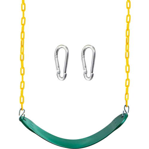 Heavy Duty Swing Seat Green Color with 66” Chain, Swing Set Accessories Replacement with Snap Hooks for Kids Outdoor Play Playground