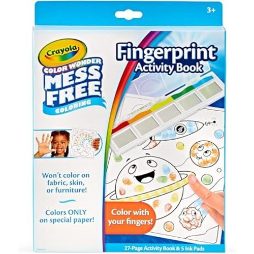Crayola Color Wonder Mess Free Fingerprint Ink Painting Activity Set, Finger Painting Alternative, Toddler Coloring, Travel Activity, Gift for Toddlers