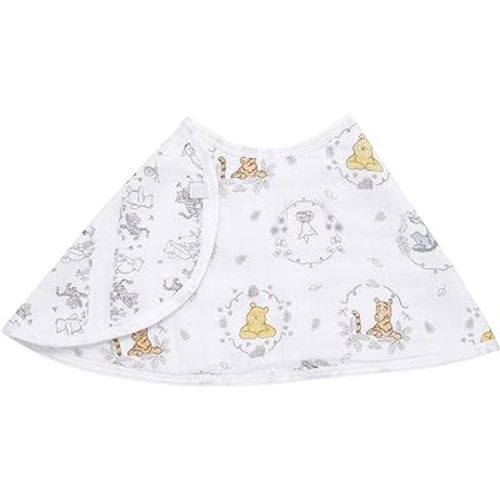 aden + anais Disney Burpy Baby Bib, 100% Cotton Muslin, Soft Absorbent 4 Layers, Multi-Use Burp Cloth and Bib, 22.5” X 11”, Single, Winnie the Pooh and Friends