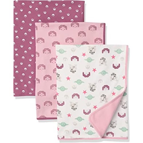 Amazon Essentials Disney | Marvel | Star Wars | Princess Girls' Swaddle Blankets, Pack of 3