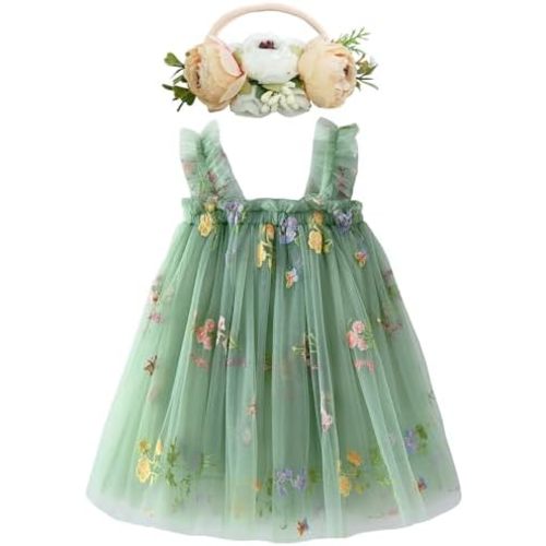 BGFKS Layered Tulle Tutu Dress for Toddler Girls,Baby Girl Rainbow Tutu Princess Skirt Set with Flower Headband.