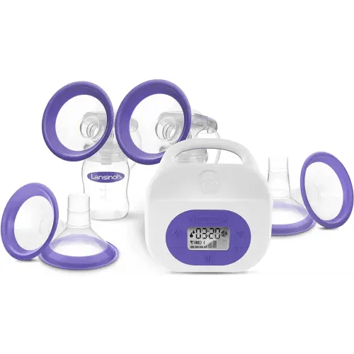 Lansinoh Smartpump 3.0 Double Electric Breast Pump, Portable and Rechargeable, Connects to Baby App, Hospital Strength Suction for Breastfeeding Moms