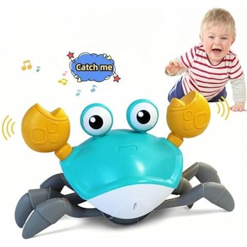 control future Crawling Crab Baby Toy - Infant Tummy Time Toys 3 4 5 6 7 8 9 10 11 12 Babies Boy 3-6 6-12 Learning Crawl 9-12 12-18 Walking Toddler 36 Months Old Music Development 1st Birthday Gifts - Green