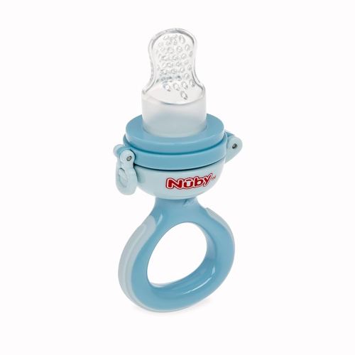 Nuby Twist N' Feed Infant First Foods Feeder with Hygienic Cover: 10M+ (Blue)