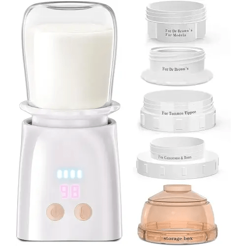 Bottle Warmer, Fast Heating Portable Bottle Warmer with 4 Adapters, Rechargeable Travel Bottle Warmer with Smart Temperature Control, Cordless Baby Bottle Warmer for Breastmilk or Formula