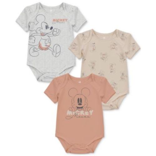 Baby Mickey Mouse Short-Sleeve Bodysuits, 3 Pack