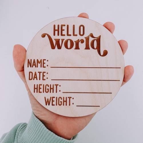 Hello World Birth Announcement Baby Name Sign Newborn Photo