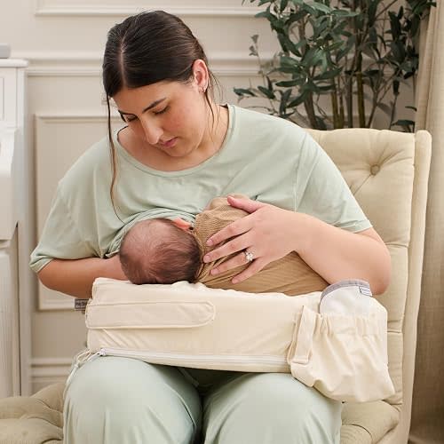 My Brest Friend Super Deluxe Nursing Pillow Cover - Slipcovers for Baby - Adjustable Fit, Easy Care, Durable - Nursing Pillow Not Included 100% Organic Cotton Oat