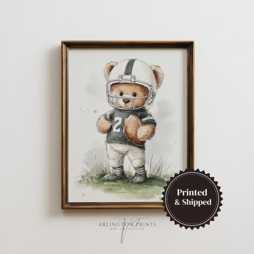 Football Teddy Bear Nursery Art