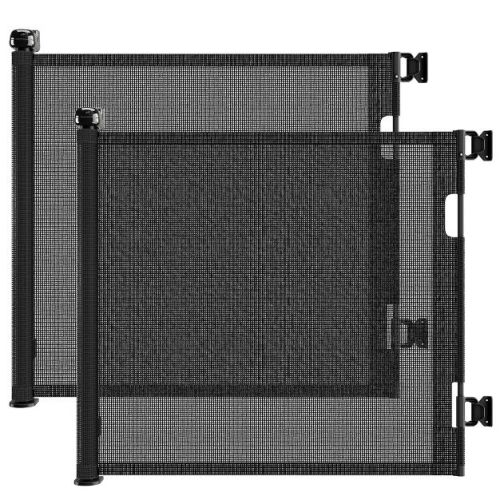 2-Pack Retractable Baby Gate, Mesh Dog Gate for Doorways, Extends up to 55" Wide, 33" Tall Child Safety Gate for Doorways, Stairs, Hallways