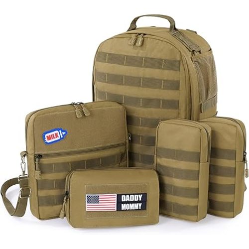 MABOZOO Baby Diaper Bag Backpack Combo with 4 Detached Bags, Diaper Bag with Changing Pad for Moms Dads, Dad Baby Backpack for Boys Girls