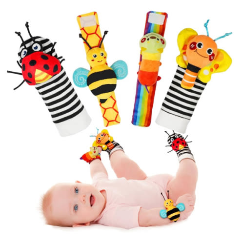 Infinno Baby Wrist Rattle Socks and Foot Finder Set, Perfect Baby Toys for 0-12 Months Newborn Boys and Girls As Shower Gifts, Garden Bug Series