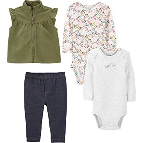 Simple Joys by Carter's Baby Girls' 4-Piece Short-Sleeve Shirts and Pants Playwear Set