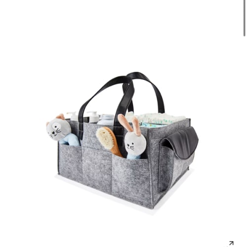 Large Nappy Caddy - Grey and Black