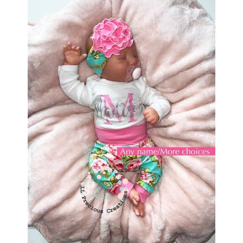 Personalized Baby Girl Coming Home Outfit Newborn Girl Floral Outfit Baby Shower Gift