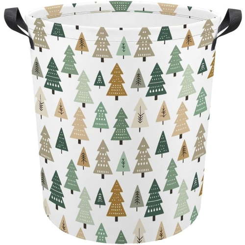 Woodland Animals Laundry Basket,Collapsible Clothes Hamper Waterproof Forest Fox Bear Deer Storage Basket with Handle Kids Room Jungle Deer Laundry Hamper with Drawstring