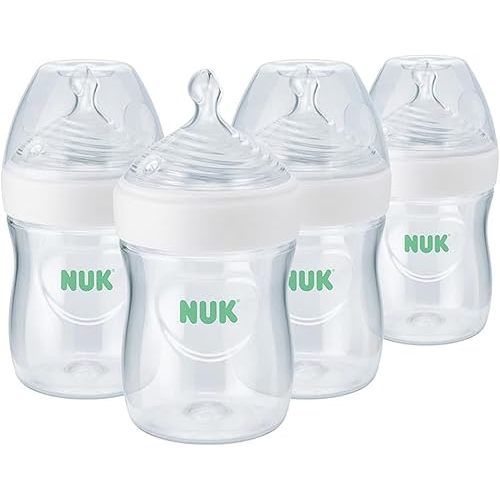 NUK Simply Natural Baby Bottle with SafeTemp, 5 oz, 4 Count