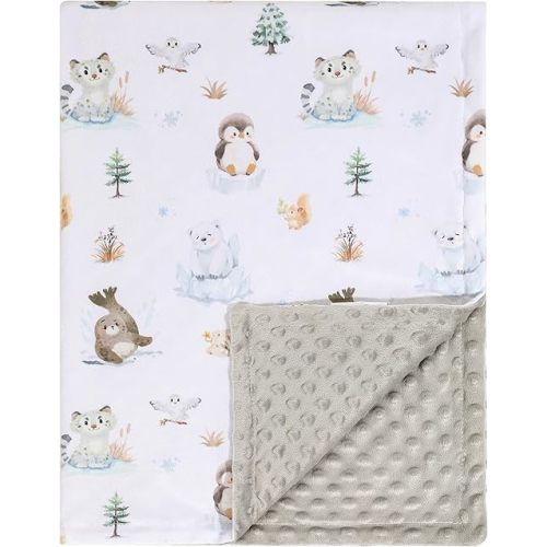Baby Blanket for Boys Girls Unisex Soft Plush Nursery Blankets with Dotted Fox Bed Throws for Baby Crib Stroller Swaddle Receiving Blanket for Newborns (30x40 Inch (Pack of 1), Wooland-icybear)