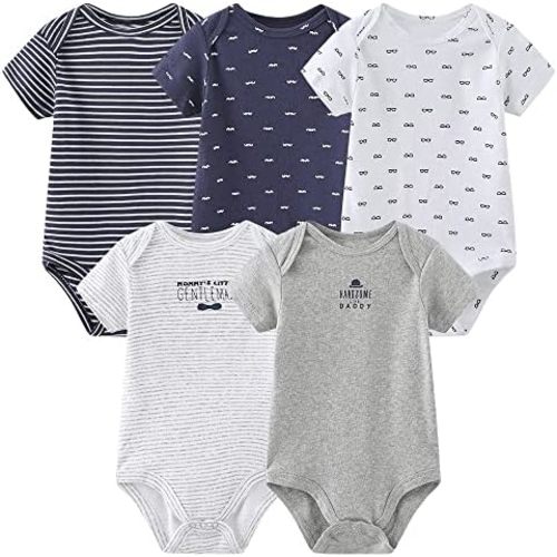 Chamie Newborn Baby Bodysuit 5-Pack Short Sleeve Baby Clothes for Boys and Girls