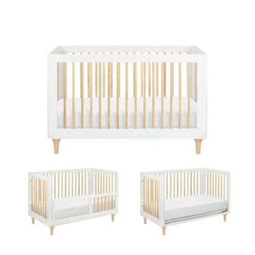 Babyletto Lolly 3-in-1 Convertible Crib with Toddler Bed Conversion Kit - White and Natural